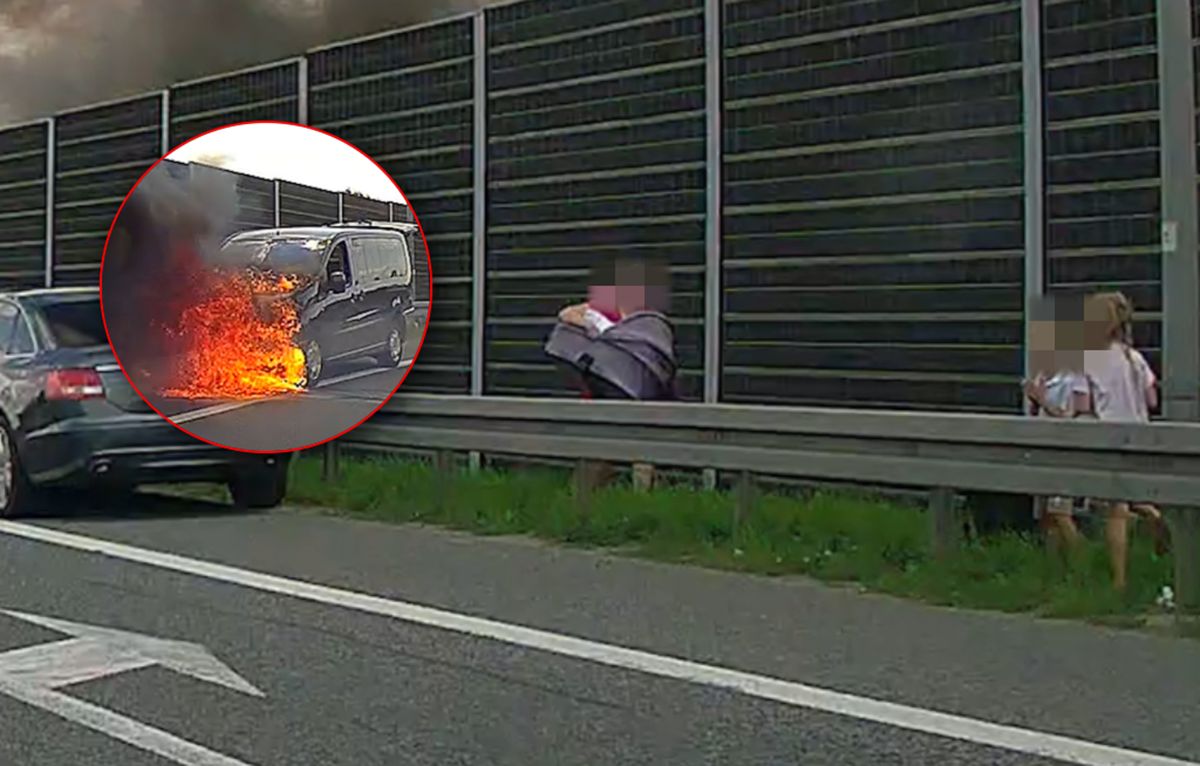 Pożar na A4. Kobieta uciekała z niemowlakiem