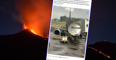 Czarny samolot. Zdjęcie z lotniska po erupcji wulkanu obiegło świat