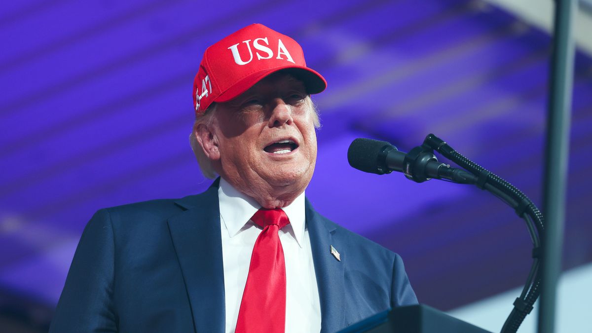 GASTONIA, NORTH CAROLINA - SEPTEMBER 16: U.S. President Donald Trump speaks during a campaign rally with North Carolina Republican Senate candidate and former RNC Chairman Michael Whatley at Gastonia Municipal Airport on September 16, 2026 in Gastonia, North Carolina. Whatley, currently trailing in the polls, will face off against Democratic Senate candidate and former North Carolina Gov. Roy Cooper in the midterm elections on November 3. (Photo by Anna Moneymaker/Getty Images)
