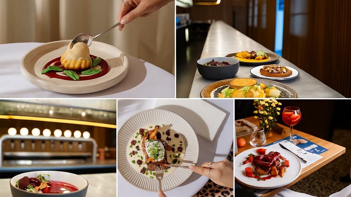 Kolaż zdjęć z lubelskich restauracji