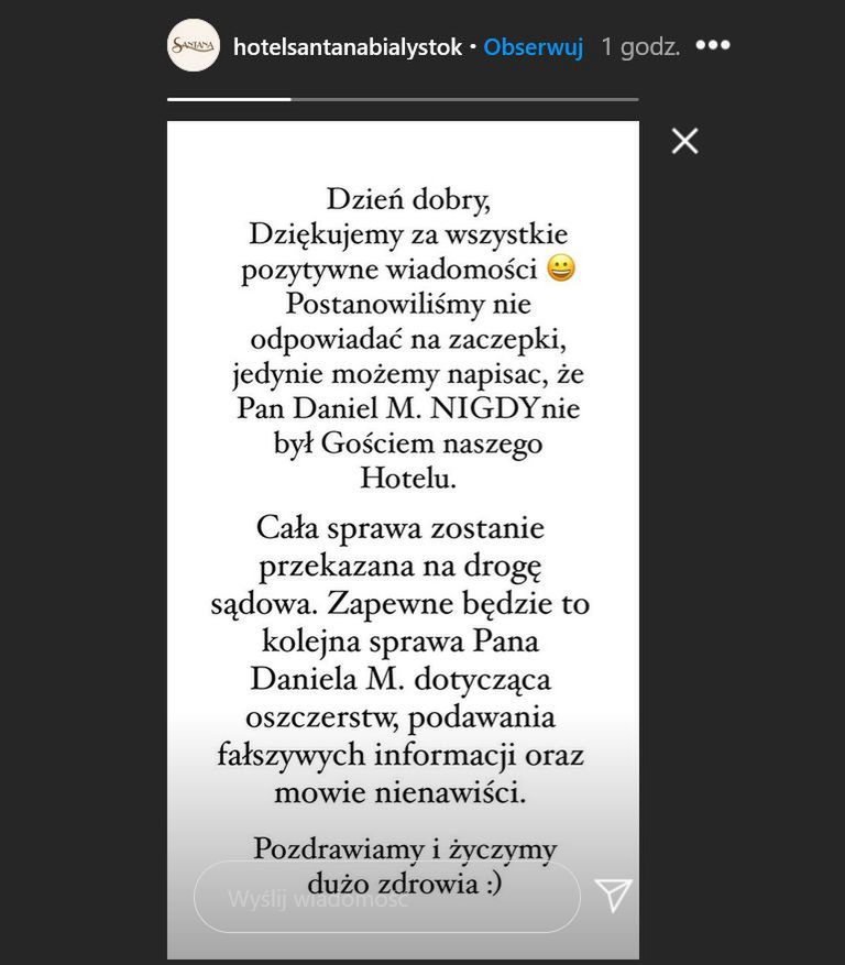 Oświadczenie hotelu Santana ws słów Daniela Martyniuka 