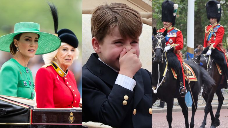Royalsi zadają szyku na Trooping the Colour: Kate z dziećmi i Camillą w jednym powozie, Karol z Williamem na koniach (ZDJĘCIA)