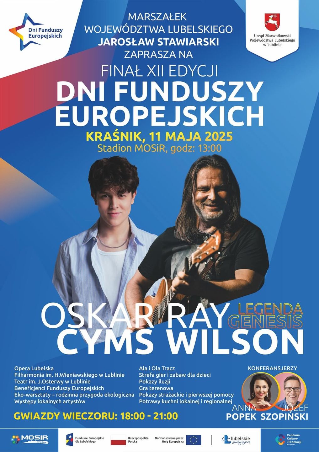 Oskar Cyms i Ray Wilson wystąpią podczas finału Dni Funduszy Europejskich w Kraśniku - plakat