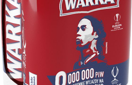 Ronaldinho na opakowaniach i w reklamach piwa Warka