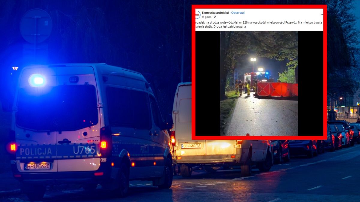 Tragedia pod Kartuzami. 22-latek zginął po uderzeniu w drzewo