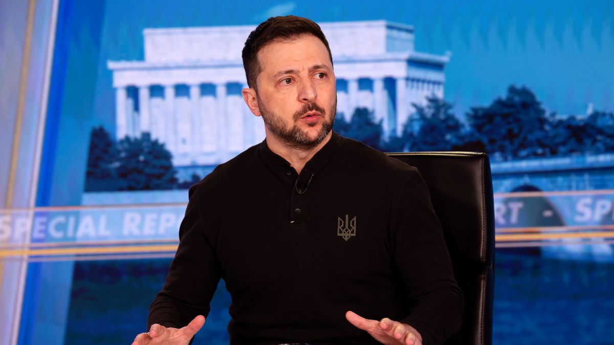 WASHINGTON, DC - FEBRUARY 28: Ukrainian President Volodymyr Zelensky speaks during an interview with Fox News Chief Political Anchor Bret Baier on Special Report With Bret Baier at the Fox News studios on February 28, 2025 in Washington, DC. Zelensky addressed his heated Oval Office meeting with President Donald Trump and Vice President JD Vance earlier today that cut short his planned White House visit and put a preliminary minerals agreement and U.S. security support for Ukraine into question. (Photo by Win McNamee/Getty Images)