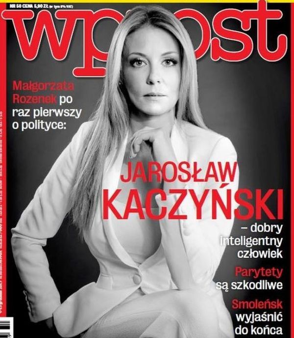 Małgorzata Rozenek na okładce "Wprost": chwali Kaczyńskiego i chce wyjaśnienia katastrofy smoleńskiej