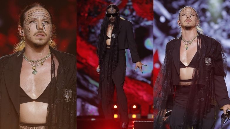 Top of the Top Sopot Festival. Mroczy Michał Szpak śpiewa przebój Grzegorza Ciechowskiego