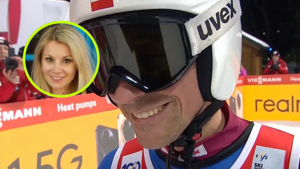 Na zdjęciu: Piotr Żyła, w kółku: Ewa Bilan-Stoch