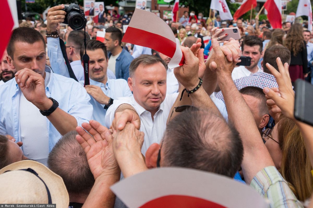  Wybory 2020. Prezydent Andrzej Duda na wiecu wyborczym.