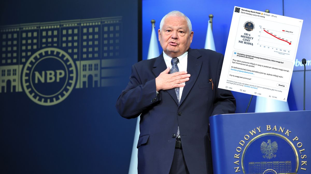 Post NBP na platformie X (dawniej Twitter) otrzymał oznaczenie ostrzegające przed treścią, która może wprowadzać w błąd