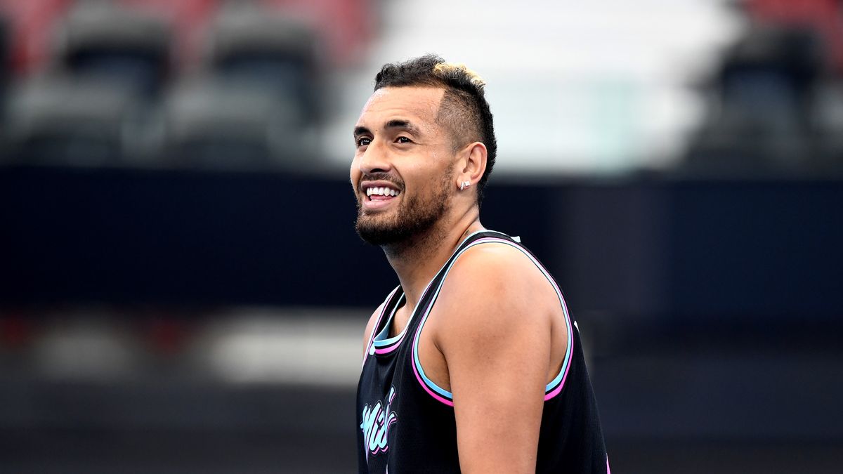BRISBANE, AUSTRALIA - JANUARY 01: Nick Kyrgios of Australia during practice ahead of the 2020 ATP Cup Group Stage at Pat Rafter Arena on January 01, 2020 in Brisbane, Australia. (Photo by Bradley Kanaris/Getty Images)