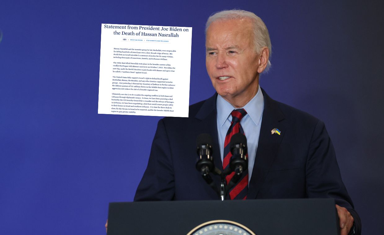 Biden asserts justice in Nasrallah's death, vows Mideast stability