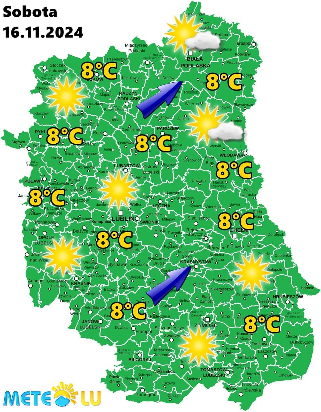 Prognoza pogody na sobotę 16 listopada w województwie lubelskim