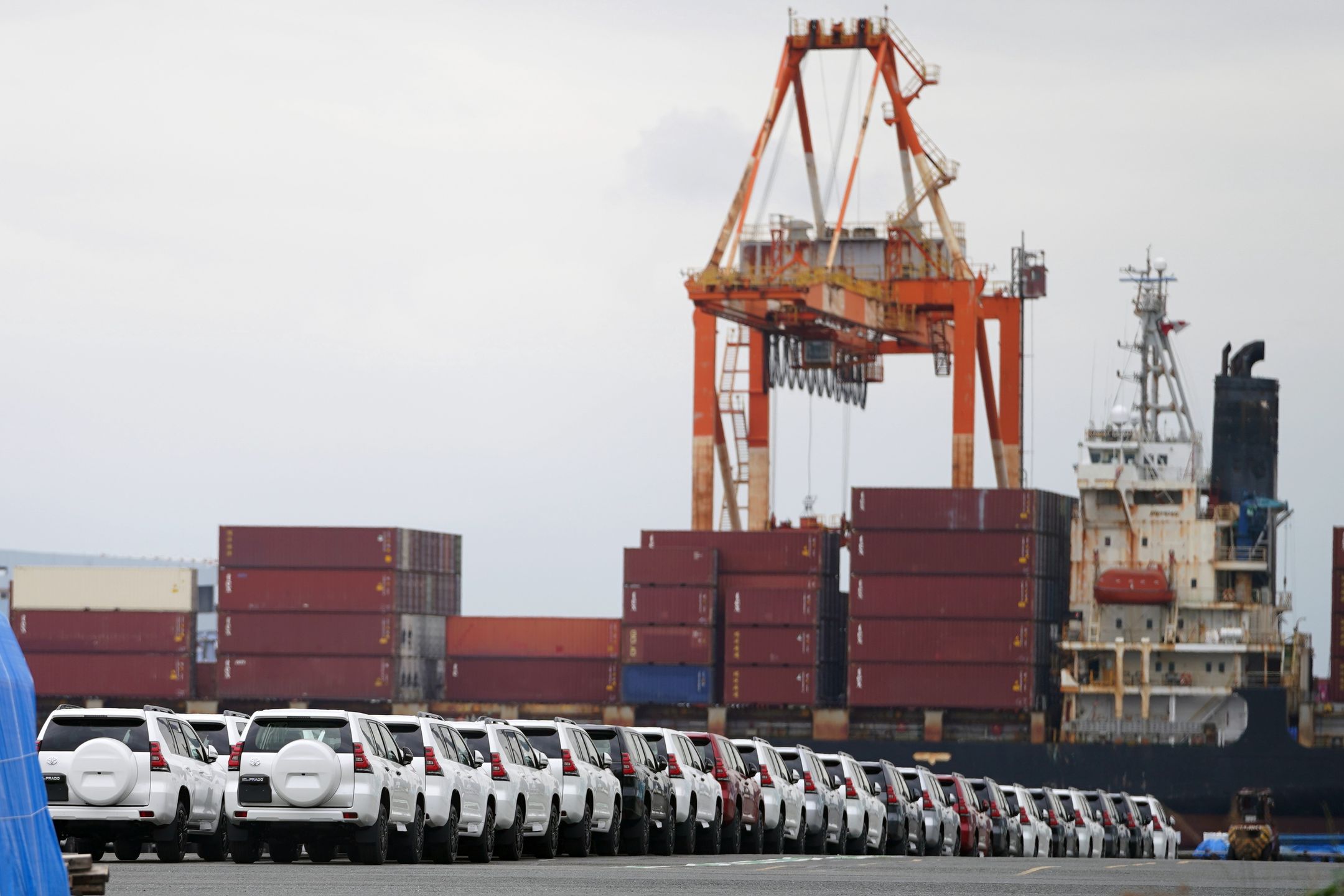 Toyota Motor Corp. Land Cruiser Prado sport utility vehicle (SUV) bound for shipment at a port in Yokohama, Japan, on Monday, May 9, 2022. Toyota is scheduled to release earnings figures on May 11. Photographer: Toru Hanai/Bloomberg via Getty Images
