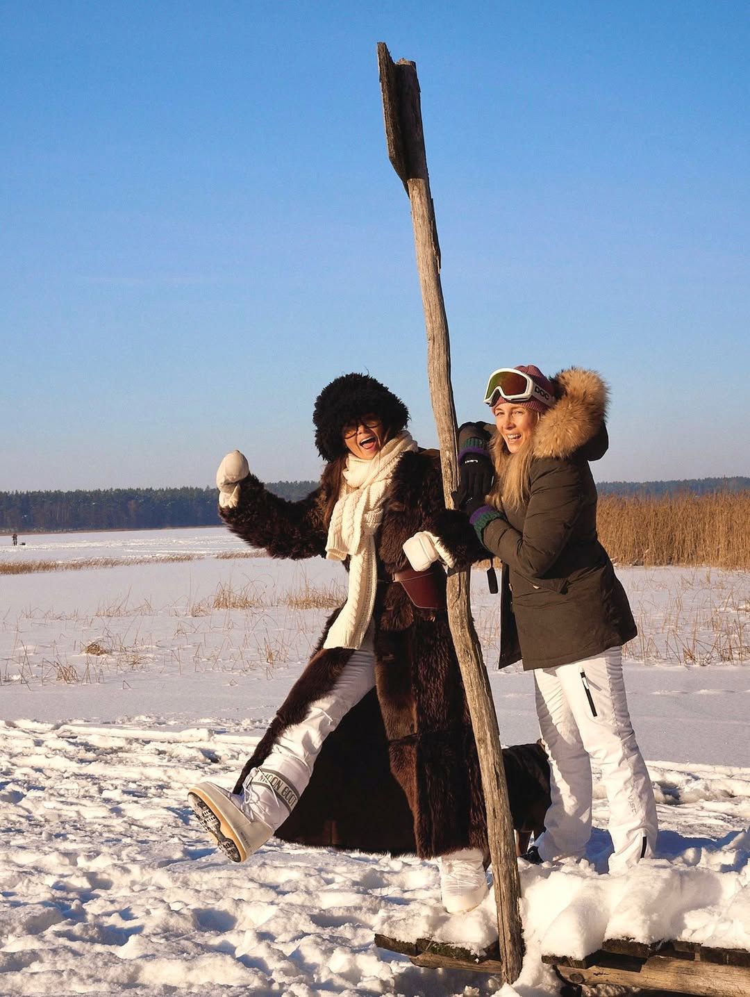 Kinga Rusin i Małgorzata Rozenek dokazują zimą na Mazurach