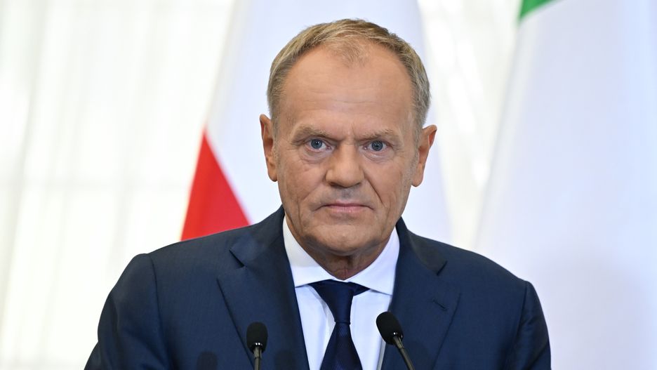 RZESZOW, POLAND - SEPTEMBER 5:
Polish Prime Minister Donald Tusk during a joint press conference with Ireland's Taoiseach Simon Harris at the Lubomirski Summer Palace in Rzeszow, Poland, on September 5, 2024. Taoiseach Harris stopped in Rzeszow on his return from Kiev, where he met Ukrainian President Vladimir Zelenskyy and secured a bilateral security agreement, committing Ireland to provide non-lethal military support and humanitarian aid to Ukraine. (Photo by Artur Widak/NurPhoto via Getty Images)