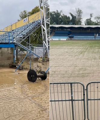 Weszli na stadion po zalaniu. Zaczęło się liczenie strat