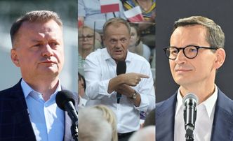 Donald Tusk kpi ze STYLIZACJI Mateusza Morawieckiego i Mariusza Błaszczaka: "Włoży szósty mundurek, tam z jakiegoś ARMANIEGO"