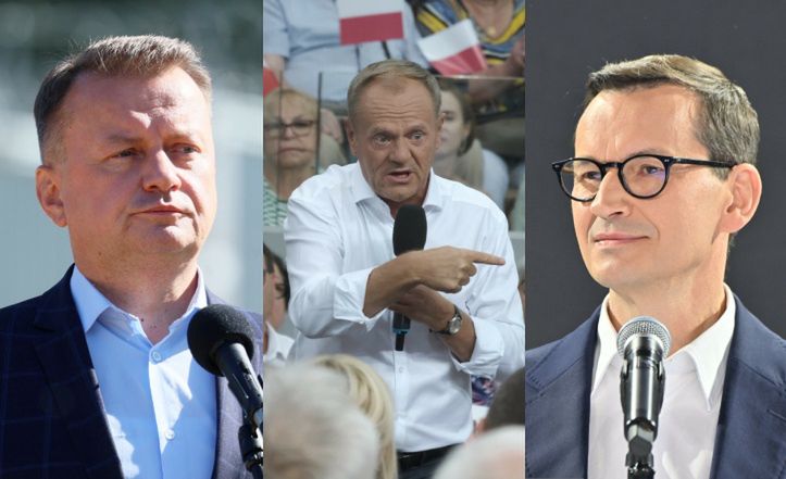 Donald Tusk kpi ze STYLIZACJI Mateusza Morawieckiego i Mariusza Błaszczaka: "Włoży szósty mundurek, tam z jakiegoś ARMANIEGO"