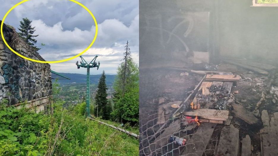 Pożar wzniecono w górnej stacji nieczynnego wyciągu na Nosalu