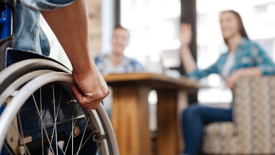 Confident handicapped man meeting his friends
No limits. Nice motivated remarkable guy coming in a cafe while his colleagues waiting for him and greeting him
meeting, leisure, handicapped, lifestyle, friendship, support, ability, fun, communication, community, cafe, youth, security, educated, healthcare, health, equality, students, wheelchair, paralysis, disabled, incapacitated, university, traumatic, selective focus, relaxation, abled, paralyzed, emotion, immobile, muscle, society, millennial, disability, greeting, friends, exceptional, cooperation, injury, challenge, future, social