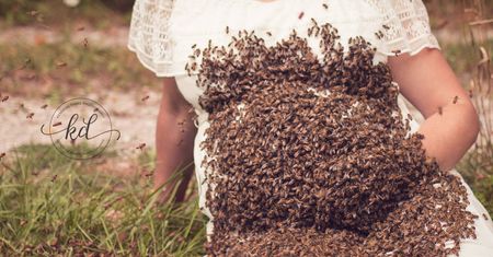 Sesja zdjęciowa kobiety w ciąży. Jej brzuch pokrywa 20 tys. pszczół