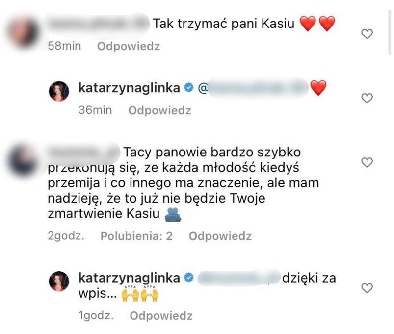 Katarzyna Glinka dziękuje fanom za wsparcie