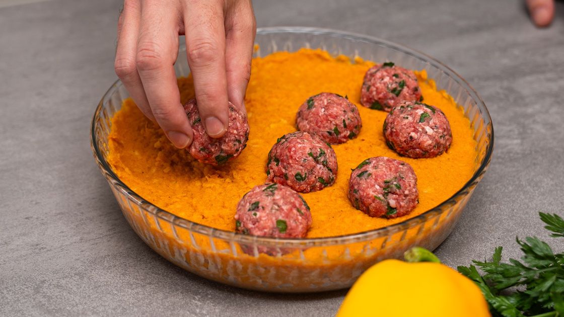 Klopsiki na batatowym puree- Pyszności