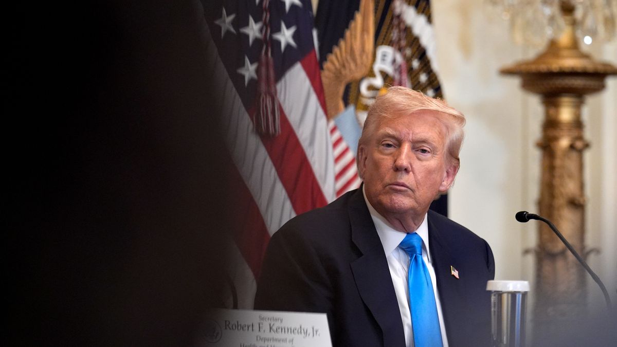 US President Donald Trump during a "Making Health Technology Great Again" event in the East Room of the White House in Washington, DC, US, on Wednesday, July 30, 2025. Leading US technology companies, including Amazon.com Inc., Anthropic, Apple Inc., Alphabet Inc.'s Google and OpenAI Inc., have pledged to work with health systems and the Trump administration to make the nation's fragmented medical data more useful for patients and providers. Photographer: Yuri Gripas/Abaca/Bloomberg via Getty Images