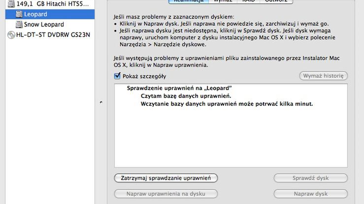 Rozwiąż problem z uprawnieniami w OS X 10.5.8 1