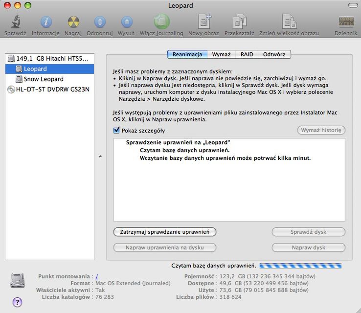 Rozwiąż problem z uprawnieniami w OS X 10.5.8