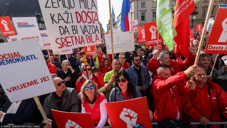 Antyrządowy protest w Zagrzebiu