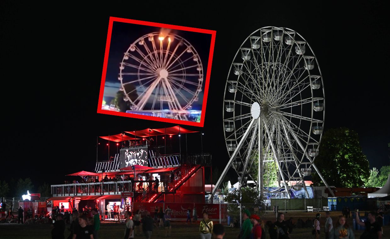 At the Highfield festival, two Ferris wheel gondolas caught fire.