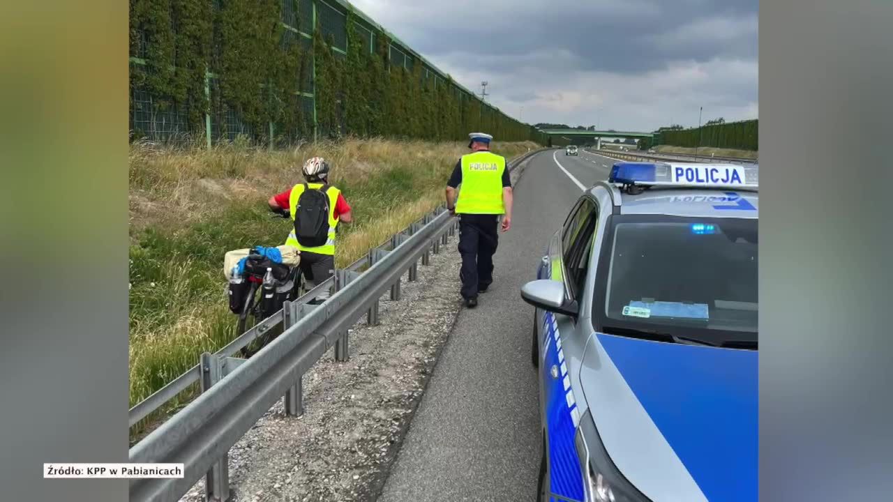 75-latek jechał na rowerze ekspresówką