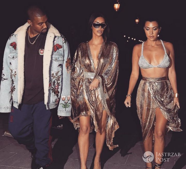 Kanye West, Kim Kardashian i Kourtney Kardashian podczas Paryskiego Tygodnia Mody 2016