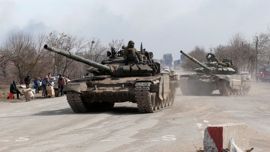 Service members of pro-Russian troops are seen in the besieged city of MariupolService members of pro-Russian troops are seen atop of tanks during Ukraine-Russia conflict on the outskirts of the besieged southern port city of Mariupol, Ukraine March 20, 2022.,Image: 672000541, License: Rights-managed, Restrictions: , Model Release: no, Credit line: ALEXANDER ERMOCHENKO / Reuters / ForumALEXANDER ERMOCHENKO / Reuters / Forumpolitics, defence, civil unrest, war, category_code_def, category_code_europ, category_code_war, category_code_pol, category_code_vio, category_code_politics, category_code_defence, category_code_civil unrest