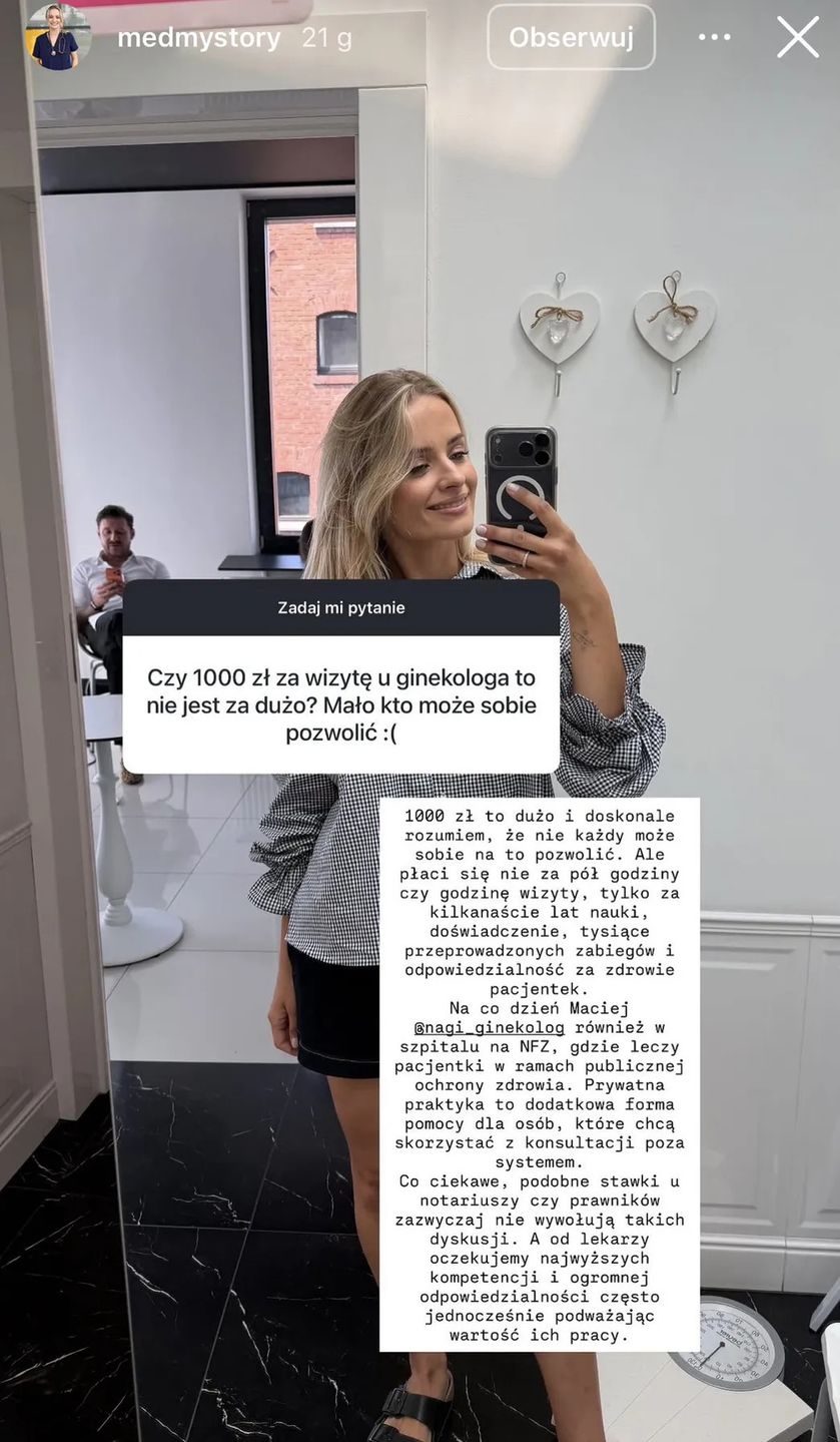 Lekarka-influencerka broni wysokich stawek za wizytę