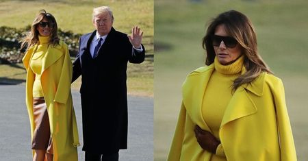 Melania w stylizacji za 70 TYSIĘCY i ucieszony Donald wylatują do Ohio (ZDJĘCIA)