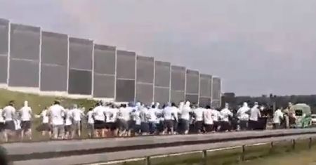 Ustawka pseudokibiców na A4 pod Brzeskiem. Zablokowali autostradę (wideo)