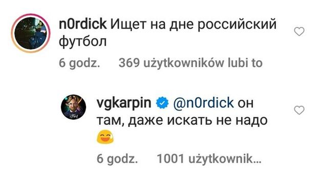 Odpowiedź trenera Karpina na Instagramie