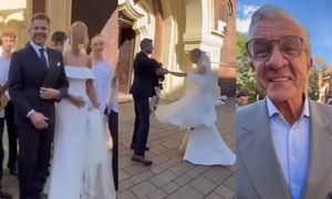 Rozanielony Zygmunt Chajzer zaśpiewał nowożeńcom pod kościołem "All You Need Is Love". W tle odezwała się żona Filipa: "Chodź, TATO" (WIDEO)