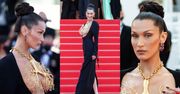 Cannes 2021. Bella Hadid paraduje po czerwonym dywanie w naszyjniku imitującym PŁUCA (ZDJĘCIA)