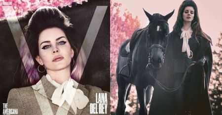Rozmarzona Lana Del Rey pozuje z koniem