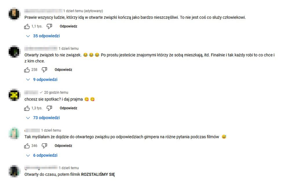 Komentarze pod filmikiem Sheeyi