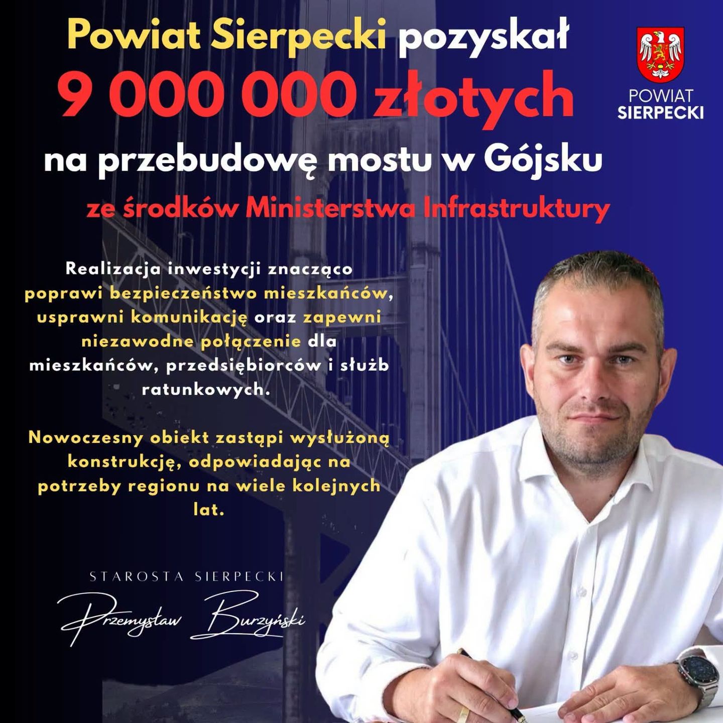 9 milionów dla powiatu sierpeckiego 