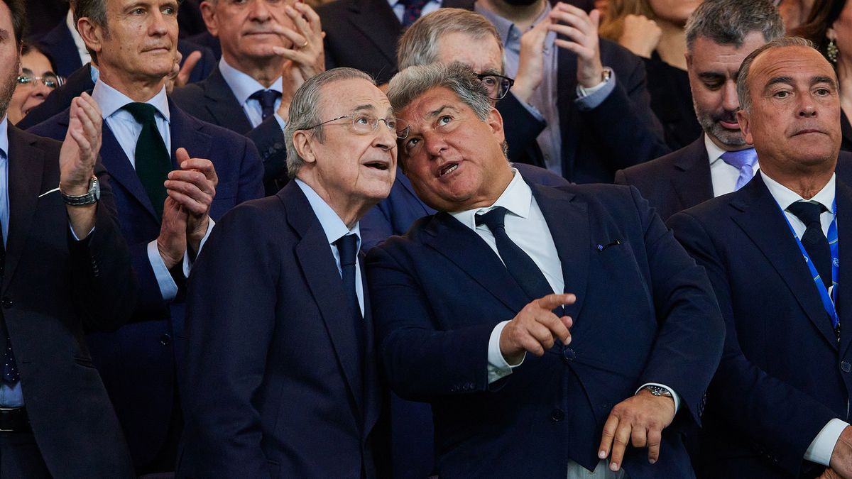 Getty Images / Ruben Albarran/SOPA Images/LightRocket / Na zdjęciu: Florentino Perez i Joan Laporta