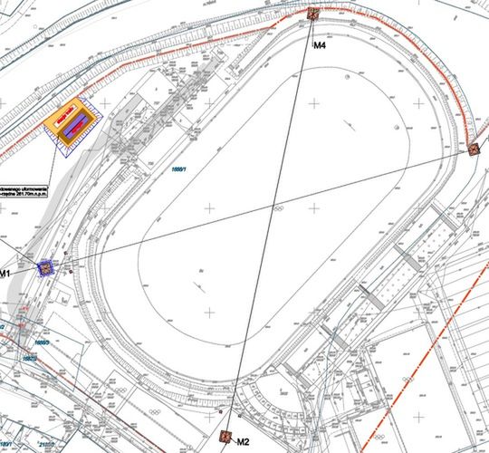 M1, M2, M3, M4 - miejsca rozmieszczenia masztów
