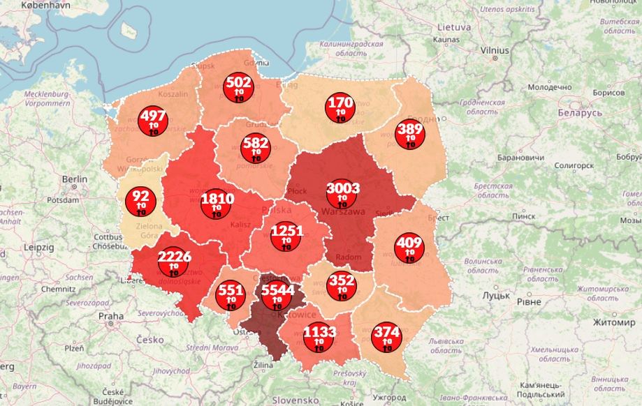 Koronawirus w Polsce. Mapa zakażeń pokazuje nierówną walkę w poszczególnych województwach