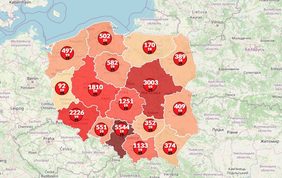 Koronawirus w Polsce. Mapa zakażeń pokazuje nierówną walkę w poszczególnych województwach